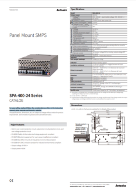 AUTONICS SPA-400-24 CATALOG SPA-400-24 SERIES: PANEL MOUNT SMPS